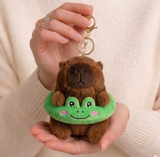 Kawaii Capybara Plushie Keychain | Cute Bag Charm with Accessories
