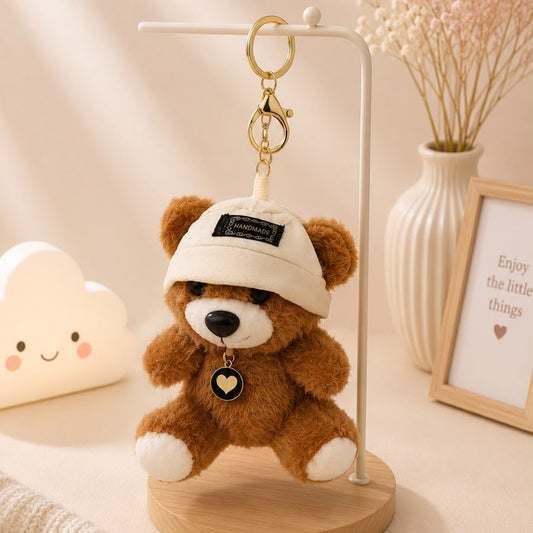 Cap Bear Plushie Keychain – Teddy Bag Charm