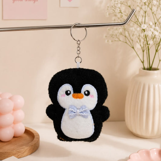 Bow Tie Penguin Plushie Keychain – Kawaii Bird Bag Charm