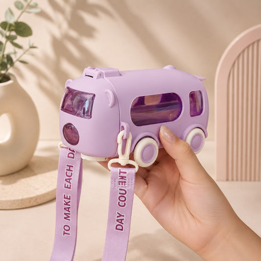 Kawaii Bus Sipper Bottle with Crossbody Strap
