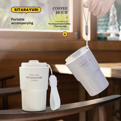 Sitarayuri Insulated Coffee Tumbler | Premium Stainless Steel Travel Mug with Wrist Strap