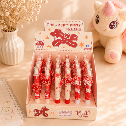 Lucky Pony Erasable Gel Pen | Kawaii Blue Ink Pen | 0.5mm ST Nib ( Random)