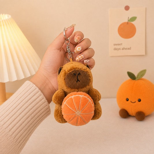 Kawaii Capybara Plushie Keychain | Cute Bag Charm with Accessories