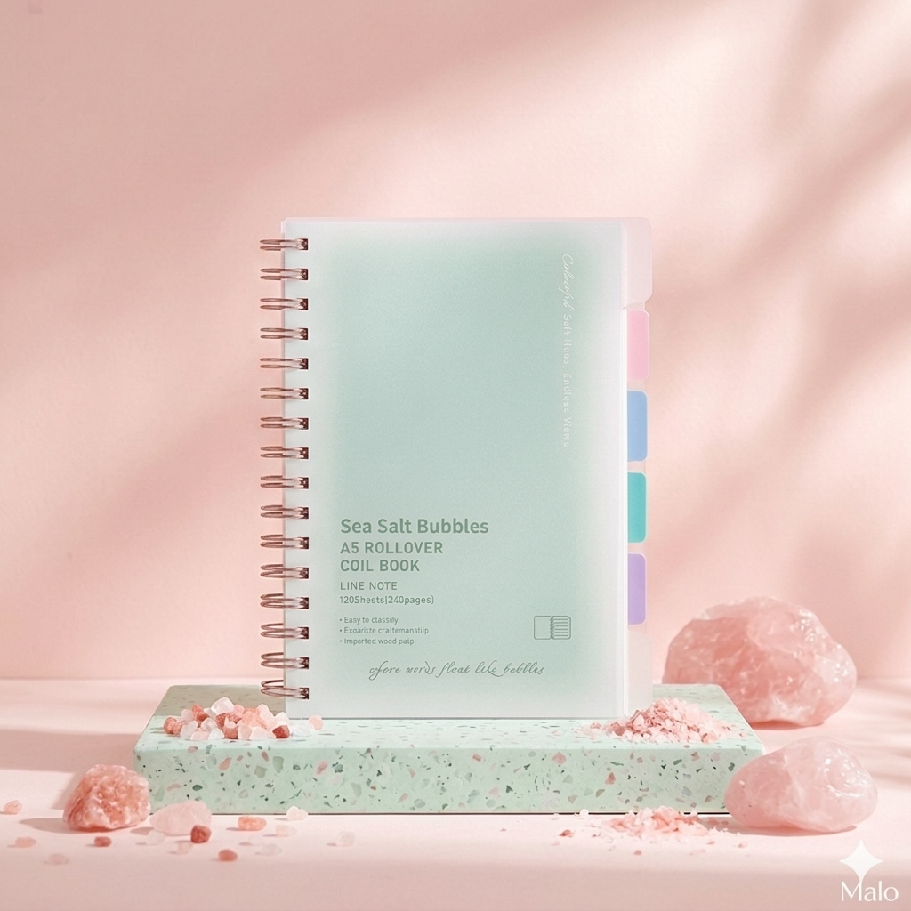 Sea Salt Bubbles A5 Rollover Coil Notebook | Pastel Kawaii Stationery