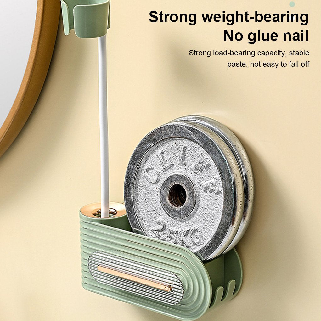 Wall-Mounted Hair Dryer Holder with Storage Shelf – No Drilling Required