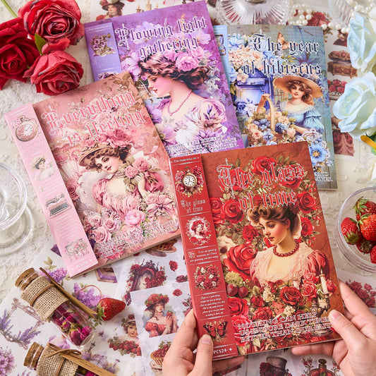 Vintage Victorian Floral Sticker Book Set | Kawaii Junk Journal Kit