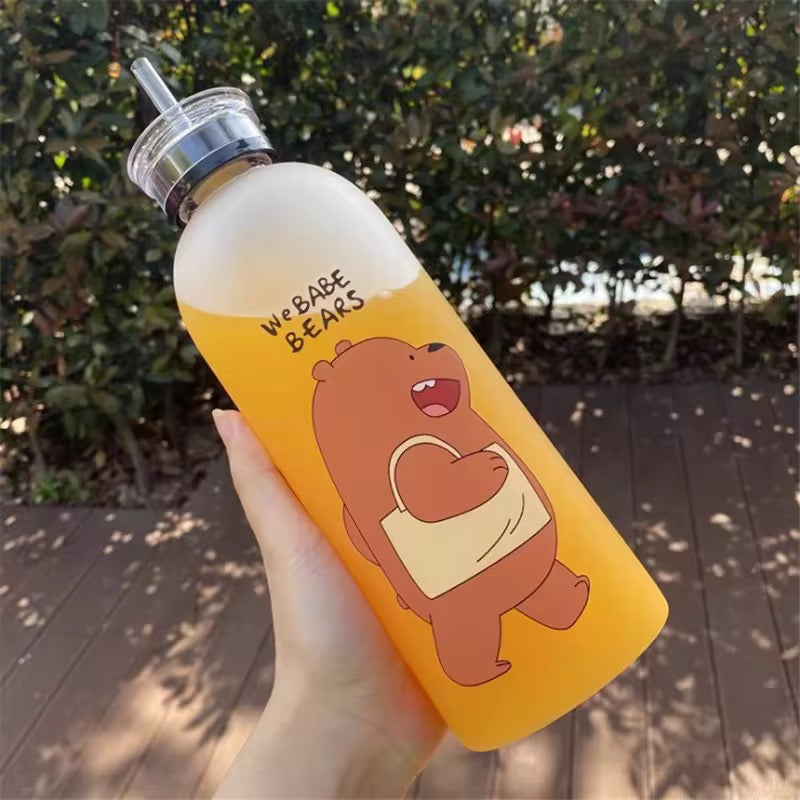 We Babe Bears Frosted Water Bottle with Straw