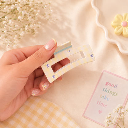 Pastel Gingham Bow Claw Clip