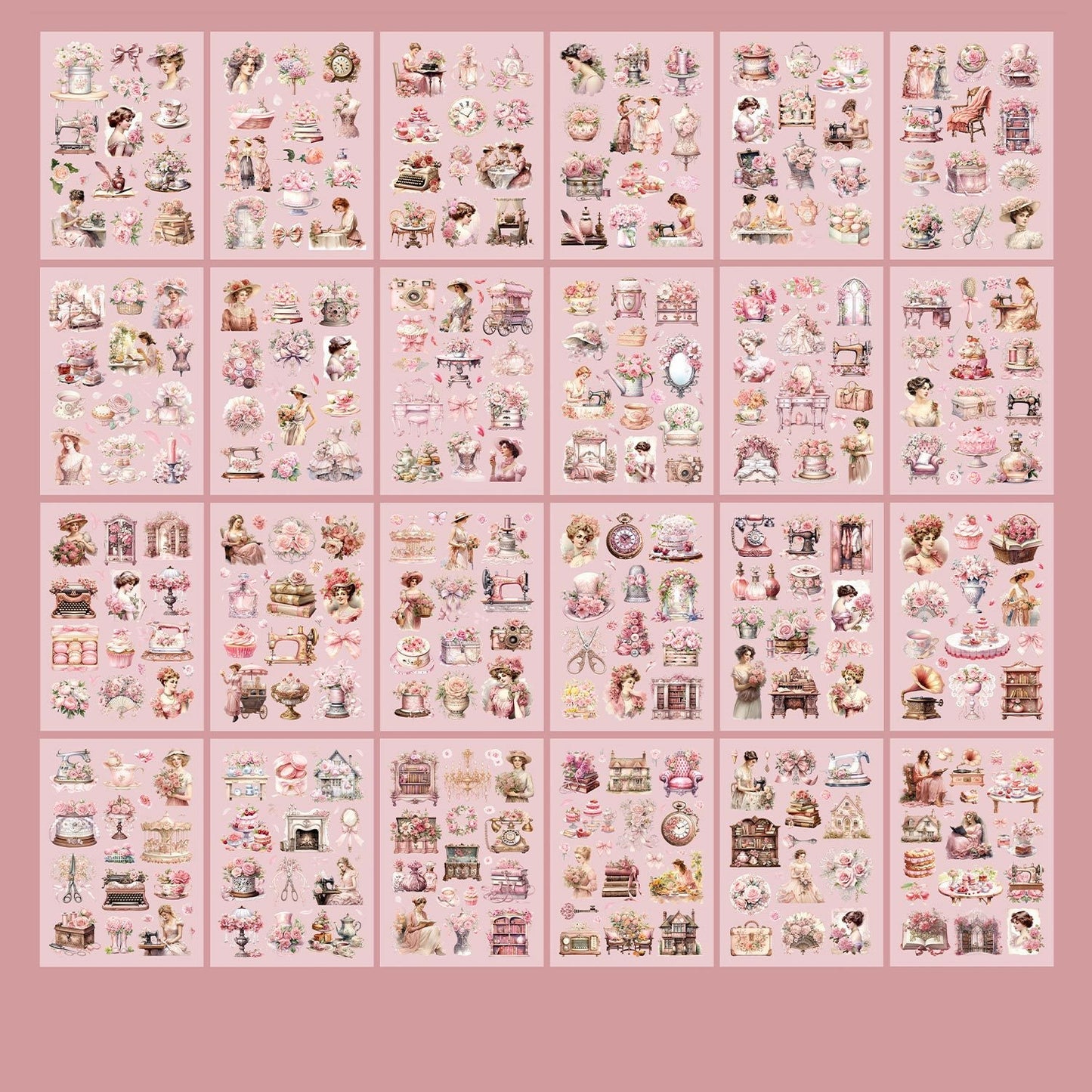 Vintage Victorian Floral Sticker Book Set | Kawaii Junk Journal Kit