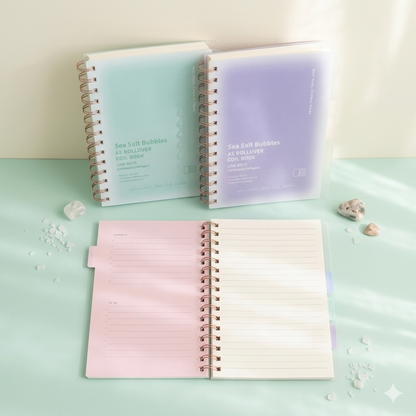 Sea Salt Bubbles A5 Rollover Coil Notebook | Pastel Kawaii Stationery