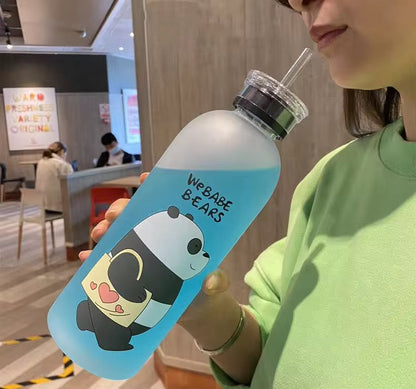 We Babe Bears Frosted Water Bottle with Straw