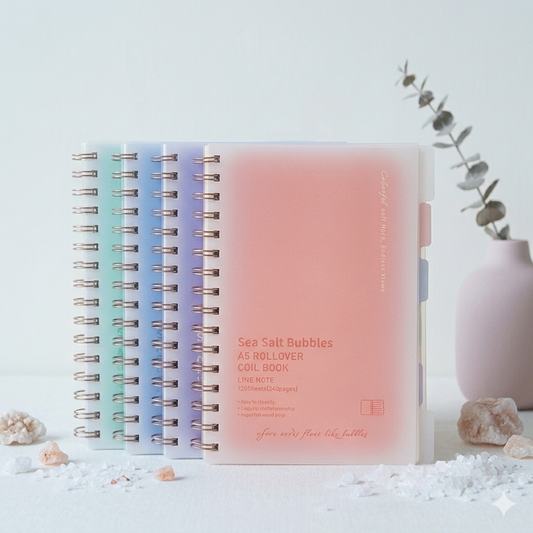 Sea Salt Bubbles A5 Rollover Coil Notebook | Pastel Kawaii Stationery