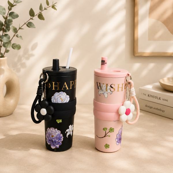 Floral Happy Wish Insulated Tumbler with Daisy Charm