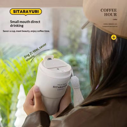Sitarayuri Insulated Coffee Tumbler | Premium Stainless Steel Travel Mug with Wrist Strap
