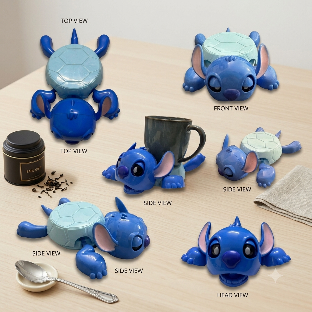 Turtle & Stitch Cup Holder Coaster – Cute Desk Cup Stand | Kawaii Home Decor