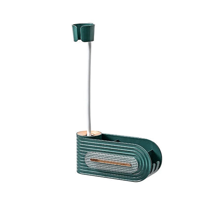 Wall-Mounted Hair Dryer Holder with Storage Shelf – No Drilling Required