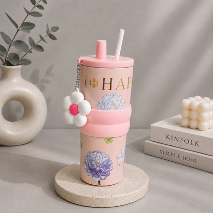 Floral Happy Wish Insulated Tumbler with Daisy Charm
