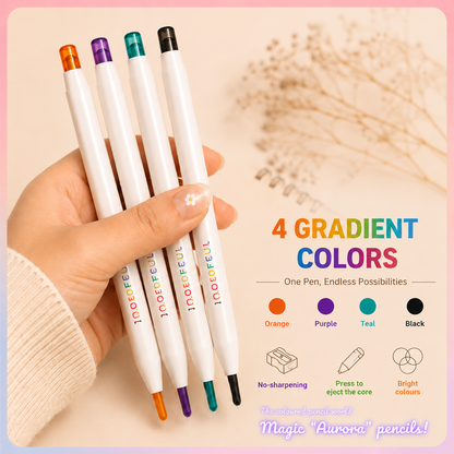 Aurora Gradient Pencils – No-Sharpen Push-Up Colour Pencil Set