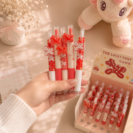 Lucky Pony Erasable Gel Pen | Kawaii Blue Ink Pen | 0.5mm ST Nib ( Random)