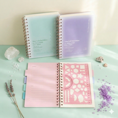 Sea Salt Bubbles A5 Rollover Coil Notebook | Pastel Kawaii Stationery