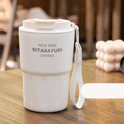 Sitarayuri Insulated Coffee Tumbler | Premium Stainless Steel Travel Mug with Wrist Strap