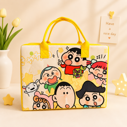 Kawaii Cartoon Tote Bag | Cute Anime Print Handbag with Zipper | Study & Travel Bag