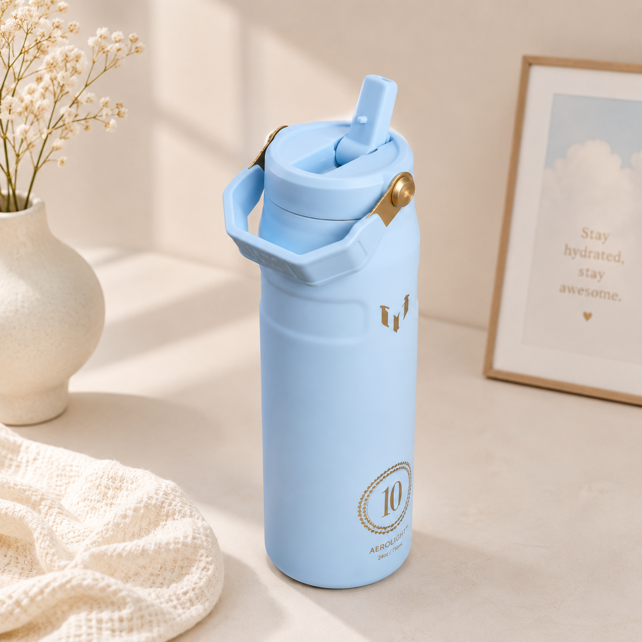 Stanley Flowstate Flip Straw Water Bottle – 24 oz | Pastel Blue