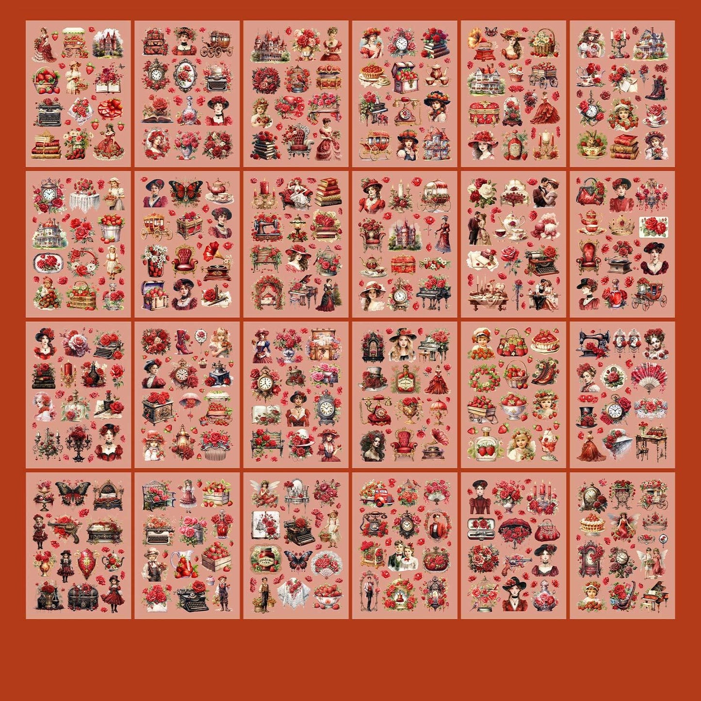 Vintage Victorian Floral Sticker Book Set | Kawaii Junk Journal Kit