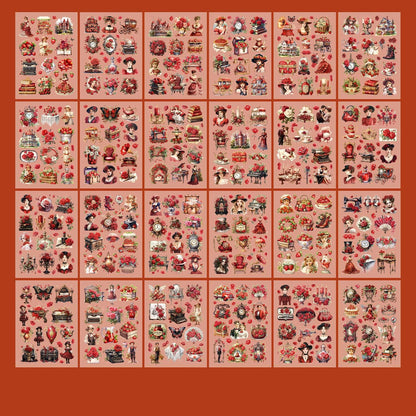 Vintage Victorian Floral Sticker Book Set | Kawaii Junk Journal Kit