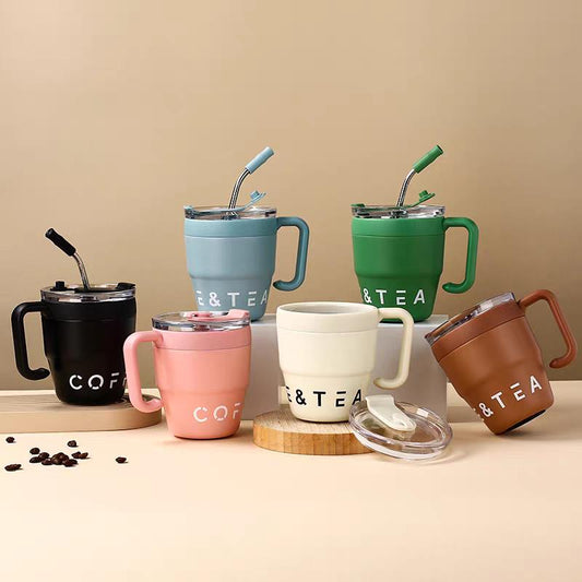 Coffee & Tea Insulated Mug with Steel Straw
