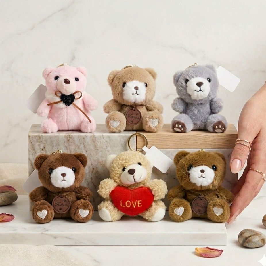 Teddy Bear Plushie Bag Charm | Kawaii Bear Keychain in Multiple Styles