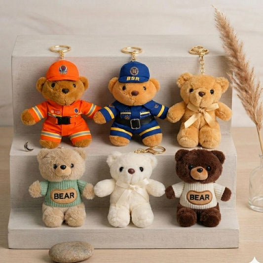 Dressed-Up Teddy Bear Plushie Bag Charm | Kawaii Bear Keychain in 6 Styles