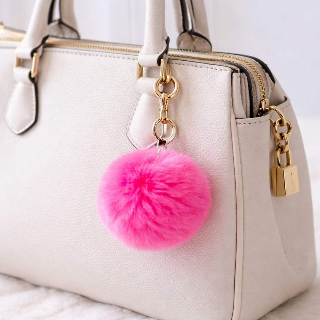 Fluffy Pom Pom Keychain | Faux Fur Ball Bag Charm | 8 Colours