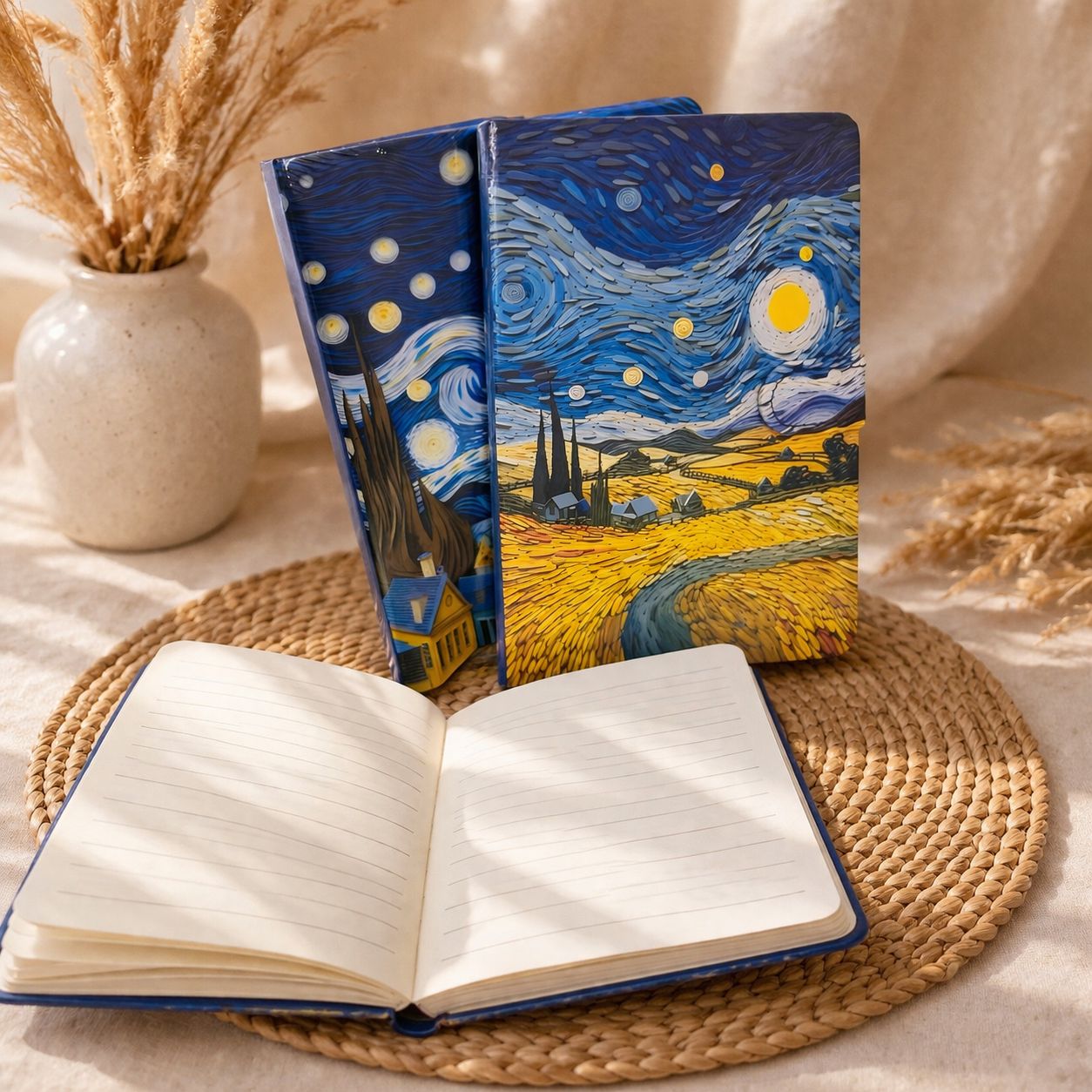 Van Gogh Starry Night 3D Embossed Hardcover Notebook – Ruled Journal