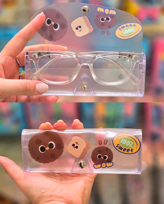 Kawaii Transparent Glasses Case – Cute Character Mix Design - Pack of 2
