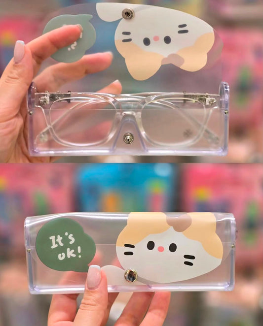 Kawaii Transparent Glasses Case – Cute Character Mix Design - Pack of 2