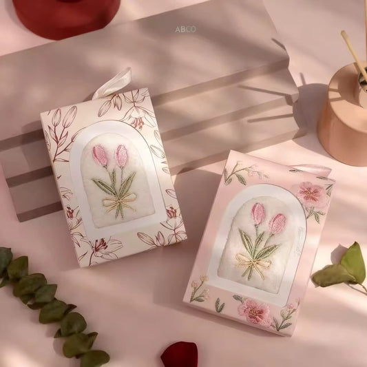 Floral Embroidered Hand Towel – Gift Box - Mix Colour - Pack of 2
