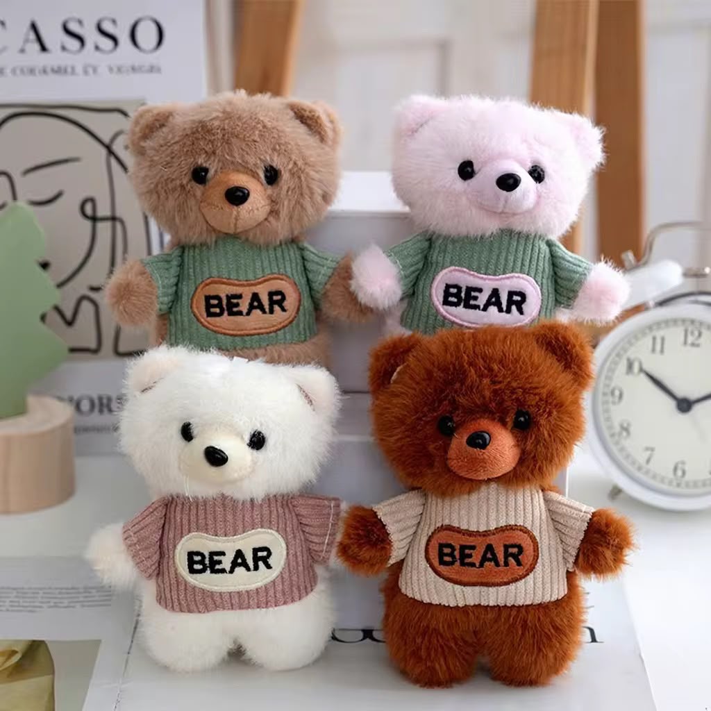 Sweater Bear Plushie Keychain – Cute Teddy Bag Charm