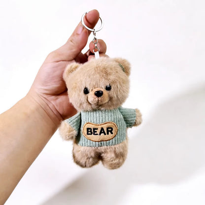 Sweater Bear Plushie Keychain – Cute Teddy Bag Charm