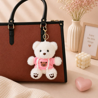 Hoodie Teddy Bear Plushie Keychain – Kawaii Bear Bag Charm