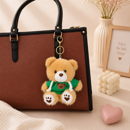 Hoodie Teddy Bear Plushie Keychain – Kawaii Bear Bag Charm