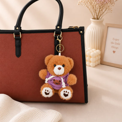 Hoodie Teddy Bear Plushie Keychain – Kawaii Bear Bag Charm