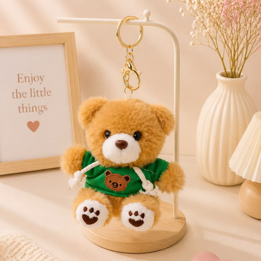 Hoodie Teddy Bear Plushie Keychain – Kawaii Bear Bag Charm