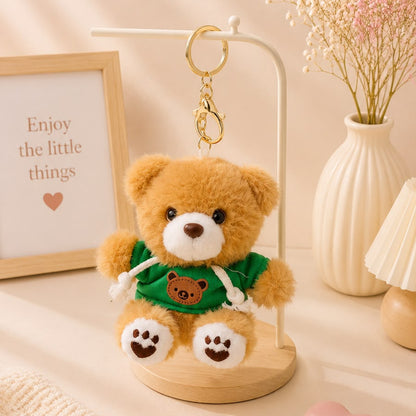Hoodie Teddy Bear Plushie Keychain – Kawaii Bear Bag Charm
