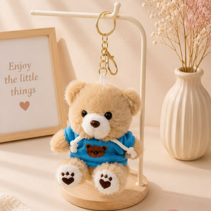 Hoodie Teddy Bear Plushie Keychain – Kawaii Bear Bag Charm
