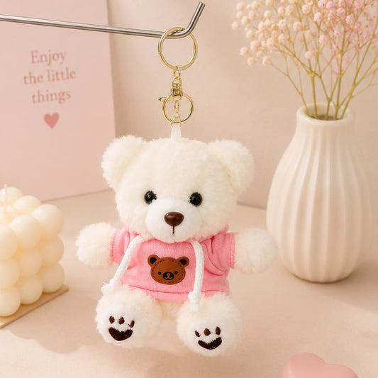 Hoodie Teddy Bear Plushie Keychain – Kawaii Bear Bag Charm