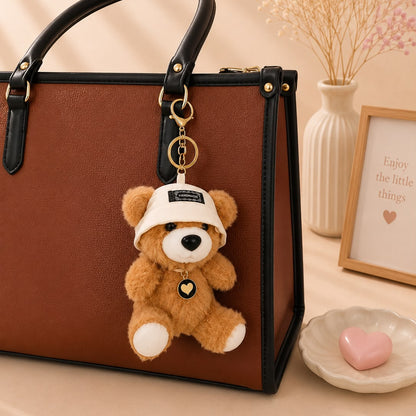 Cap Bear Plushie Keychain – Teddy Bag Charm