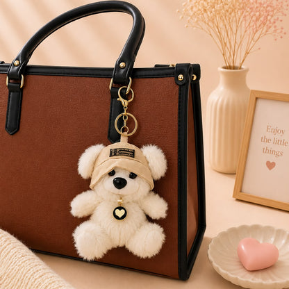Cap Bear Plushie Keychain – Teddy Bag Charm