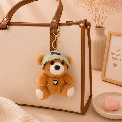 Cap Bear Plushie Keychain – Teddy Bag Charm