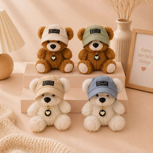 Cap Bear Plushie Keychain – Teddy Bag Charm